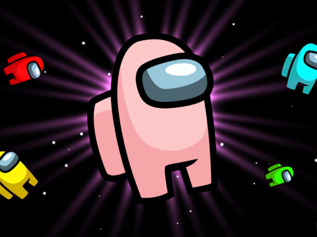 Among Us Imposter Emerges: Pink Takes Center Stage in Cosmic Crewmate Chaos Wallpaper