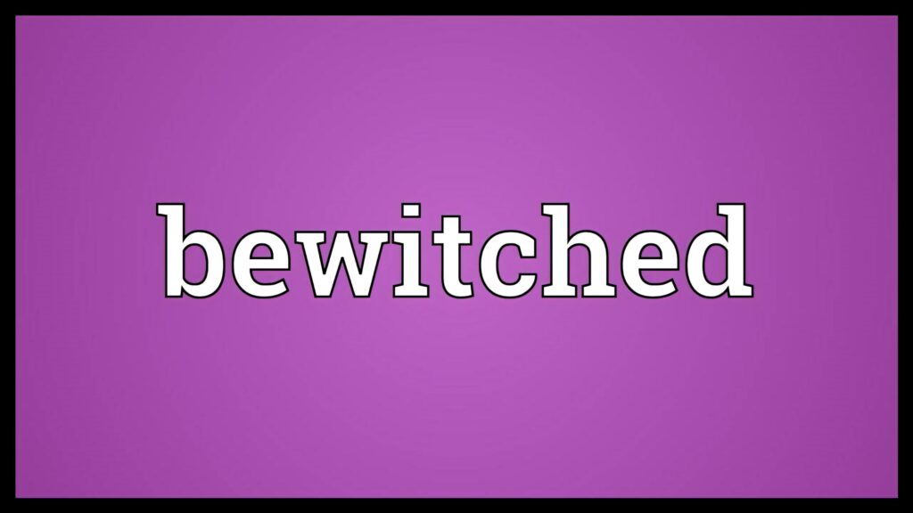 Bold white text reading bewitched on a solid purple background simple eye-catching wallpaper