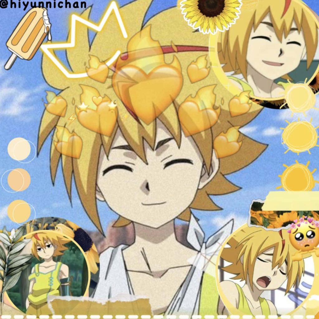 Beyblade Burst Evolution Free De La Hoya wallpaper with yellow collage sunflowers popsicles hearts