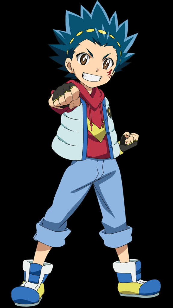 Inviting Beyblade Enthusiasts to a Fist Bump Showdown – Valt Aoi Extends His Right Fist with a Grin! Wallpaper