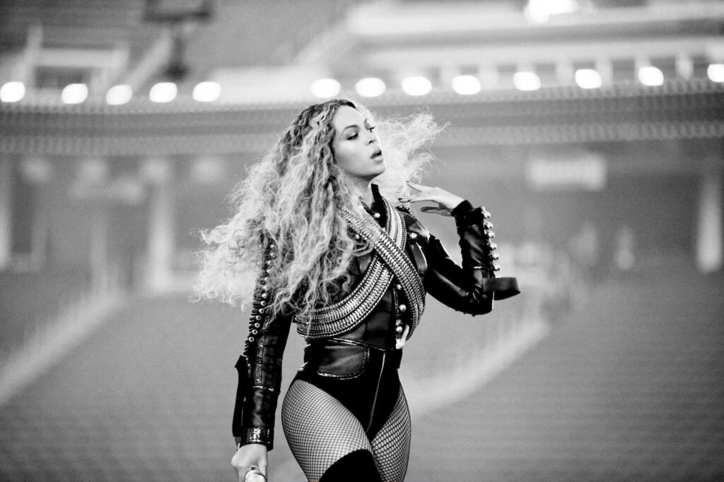 Beyoncé's Powerful Super Bowl Halftime Performance Wallpaper