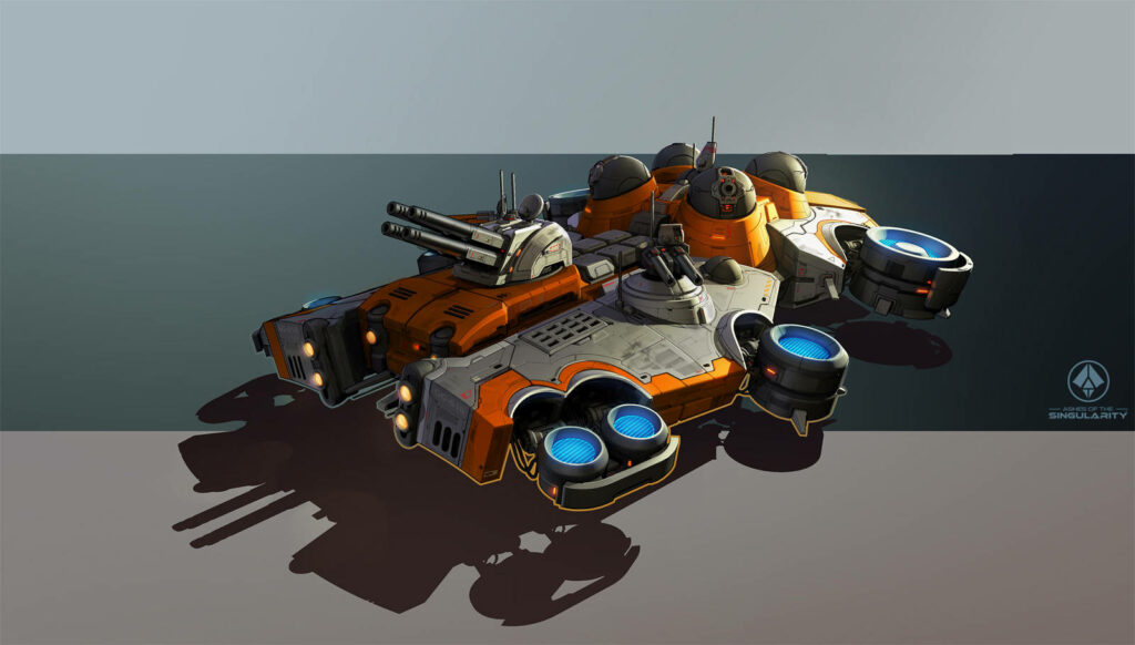 Ashes of the Singularity: Escalation futuristic combat vehicle wallpaper with intense weaponry and advanced technology palette