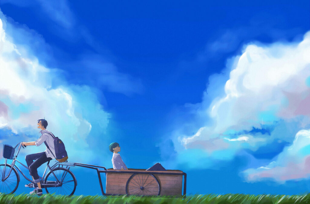 Kuroko's Basketball: Cycling Through a Stunning Blue Sky - Captivating Cool Basketball Background Shot Wallpaper