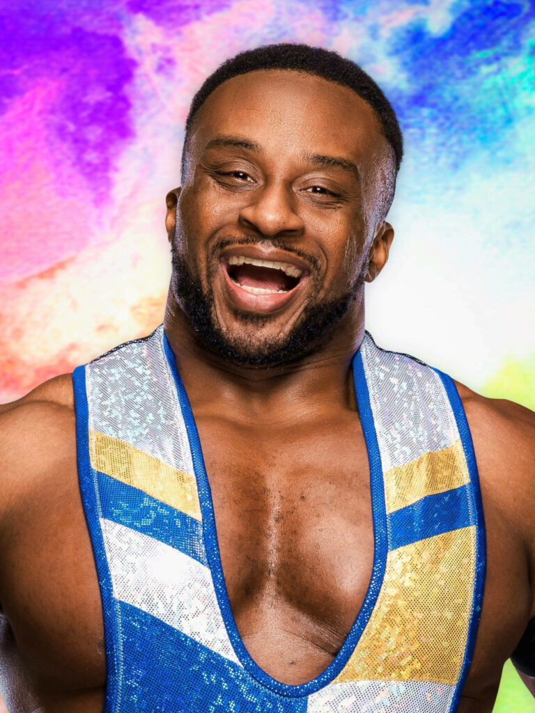Big E energetic wallpaper with vibrant pastel colors and subtle sparkles background design