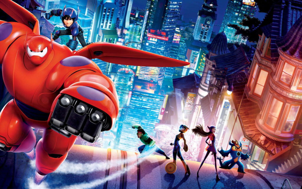 Big Hero 6 Wallpaper: Baymax & Hiro in Vibrant Teamwork Scene