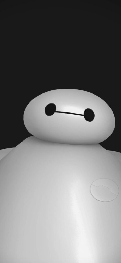 Minimalist 3D render of Baymax from Big Hero 6 on black background smartphone wallpaper