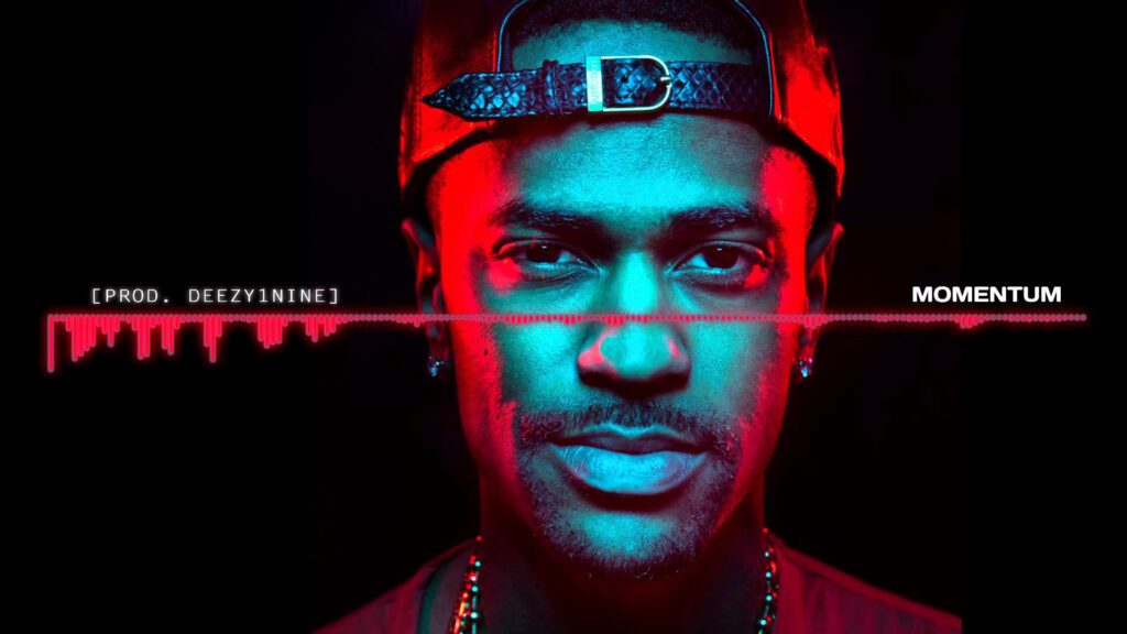Big Sean Momentum wallpaper vibrant close-up red blue lighting audio waveform graphics text