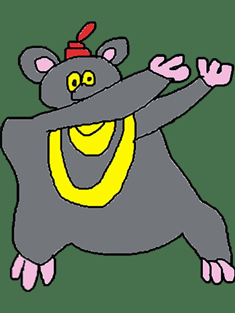 Biggie Cheese cartoon rapper mouse dabbing with gold chain red beanie fun energetic wallpaper