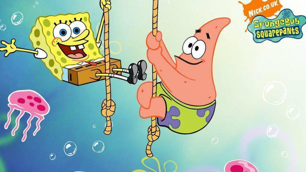 Inspiring Spongebob's Adventurous Stunts: A High-Definition Wallpaper