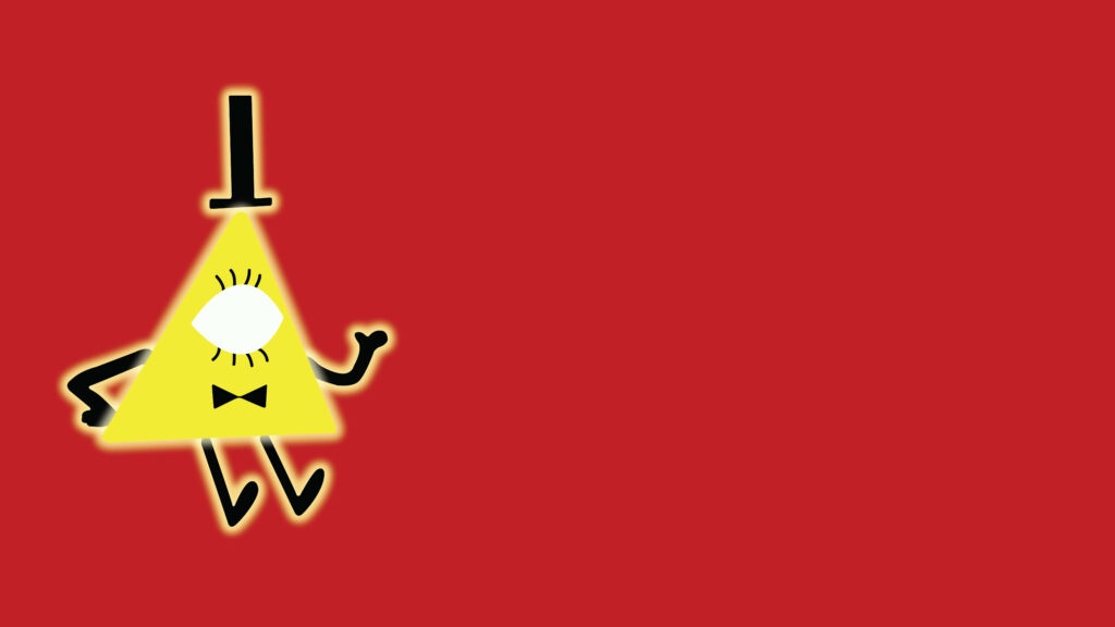 Bill Cipher Wallpaper: Iconic Triangular Design on Bold Red Background