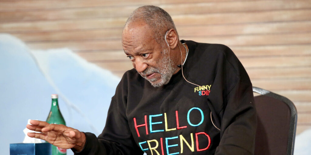 Bill Cosby thoughtful stand-up comedian wearing Hello Friend sweatshirt wallpaper background