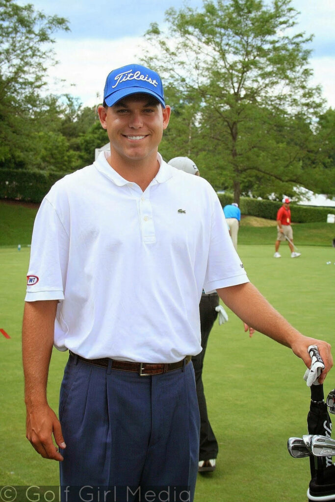Bill Haas smiling confidently on golf course wallpaper background radiating positivity