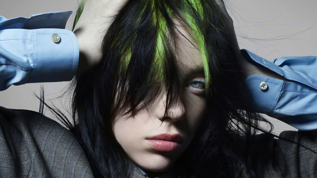 Billie Eilish Close-Up Wallpaper: Iconic Style & Green Hair