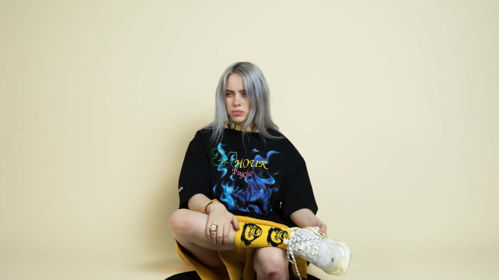 Minimalist Billie Eilish Wallpaper: Striking Outfit & Creative Vibes