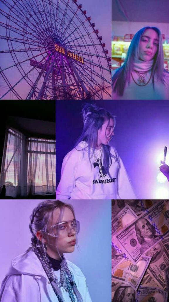 Billie Eilish Vibrant Wallpaper: Lilac Elements & Artistic Aesthetics
