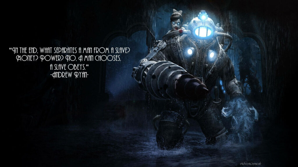 BioShock Wallpaper: Subject Delta in Dark, Eerie Atmosphere