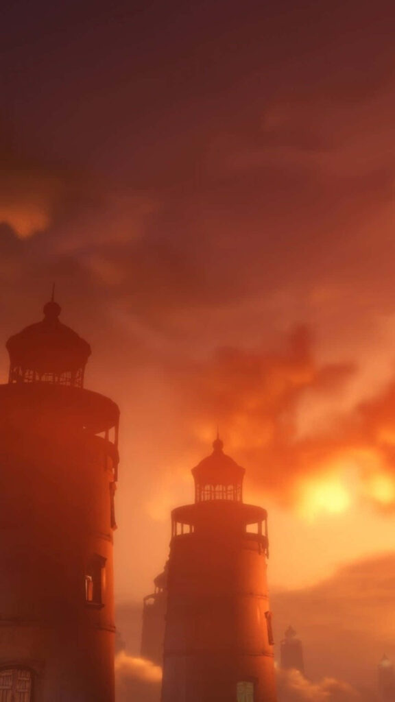 Bioshock Infinite Inspired Wallpaper: Watchtowers at Sunset