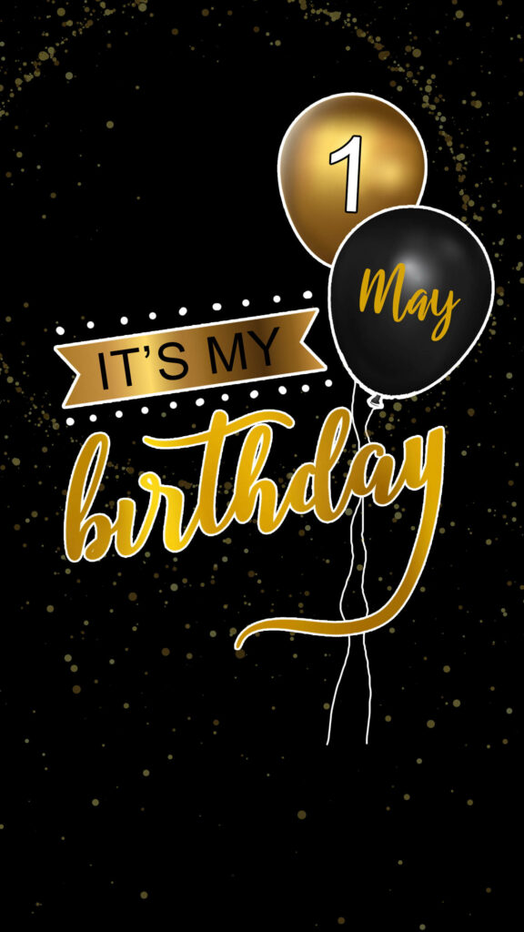 Joyful Birthday Wallpaper: Balloons & Sparkles for May 1st Celebrants