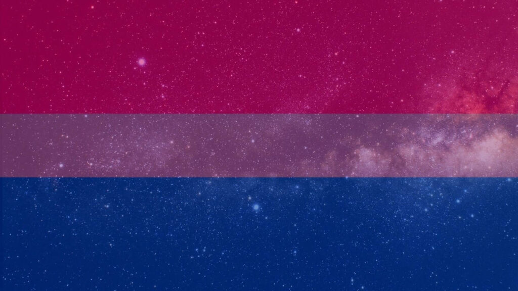Bisexual Brilliance: A Shimmering Wallpaper of Blue, Purple, and Pink Flag