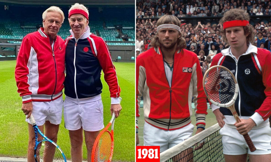 Björn Borg and John McEnroe tennis legends posing together iconic 1981 rivalry wallpaper background