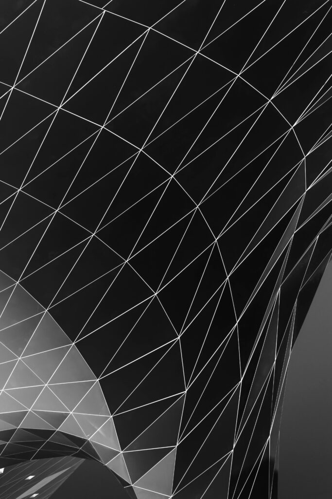 Black Abstract Geometric Line Structure Phone Wallpaper - Minimalistic Design
