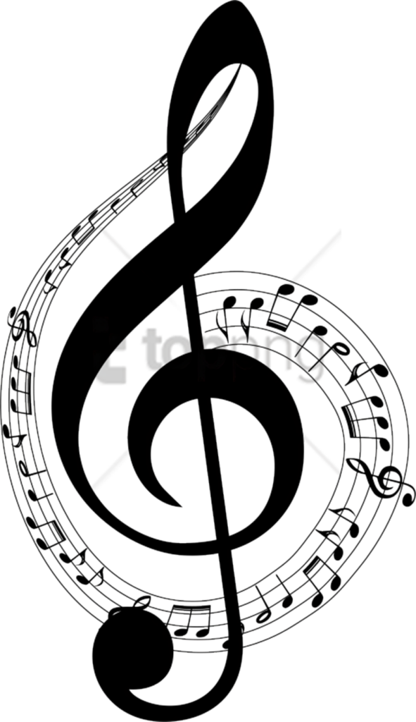 Artistic Black Treble Clef Wallpaper: Musical Notes Background