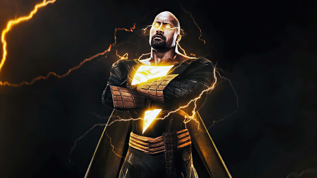 Electrifying Black Adam Wallpaper: Dwayne Johnson in Striking Suit