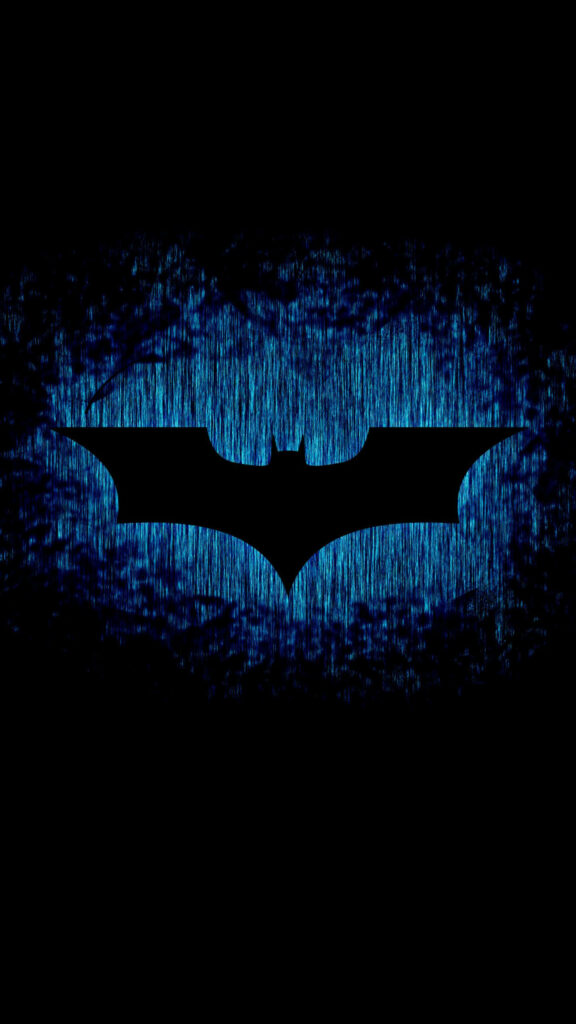 Black Batman logo on textured electric blue background iconic wallpaper for iPhone 4 fans