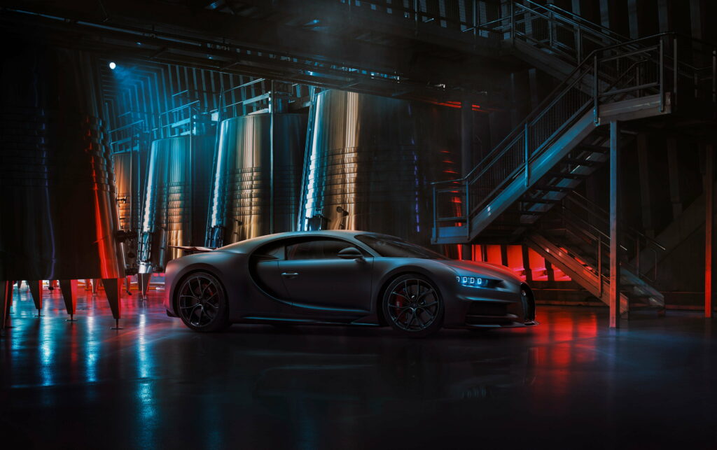 Sleek and Powerful: Captivating the Streets with the Black Bugatti Chiron 2020 Wallpaper