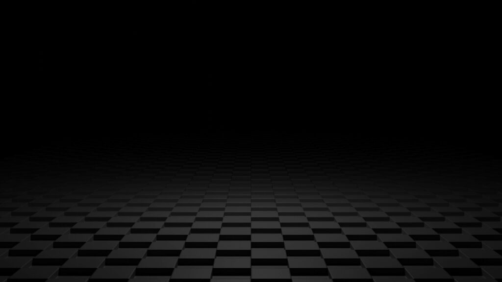 Minimalist 3D black box grid digital wallpaper with moody lighting and deep shadow effects