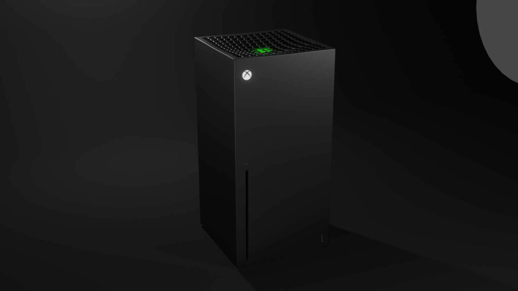 Iconic Monolith: The Xbox Series X Dominates on a Sleek Black Canvas Wallpaper