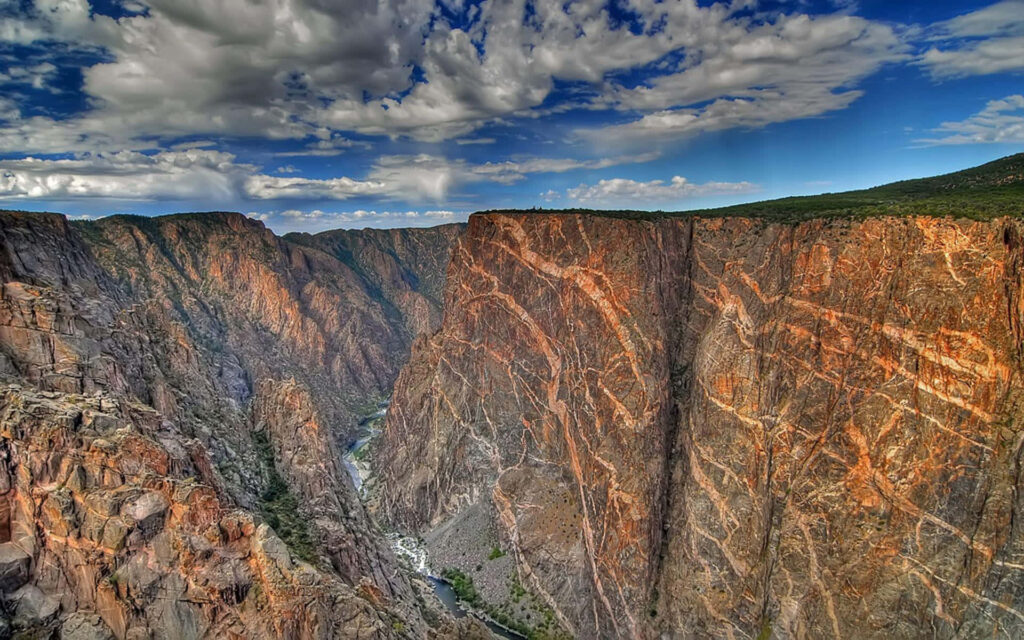 Black Canyon Utah cliffs vibrant rock formations bright blue sky scenic nature wallpaper background