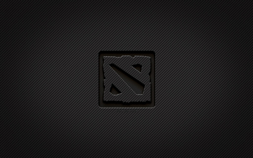 Dazzling Dota 2 Emblem Glitters on Ebony Diamond-patterned Wallpaper