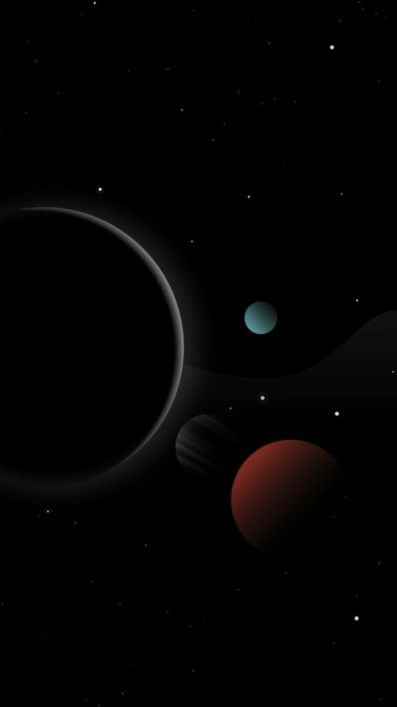 Dark Majesty: Exploring the Celestial Abyss - HD Phone Wallpaper Featuring the Enigmatic Solar System Planets in a Galactic Eclipse