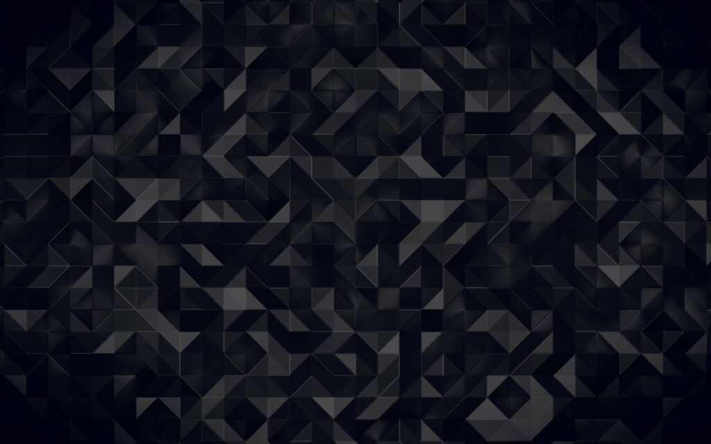 Sleek 4K abstract geometric wallpaper in black charcoal with 3D triangles and polygons textured design