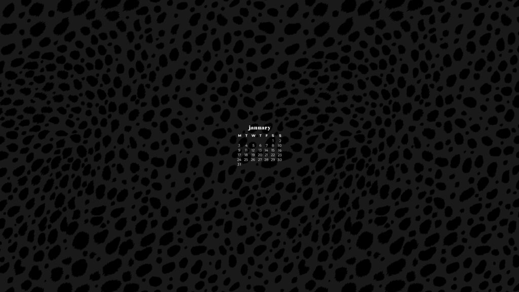 Minimalist January 2022 calendar on sleek black leopard print background with modern style Wallpaper