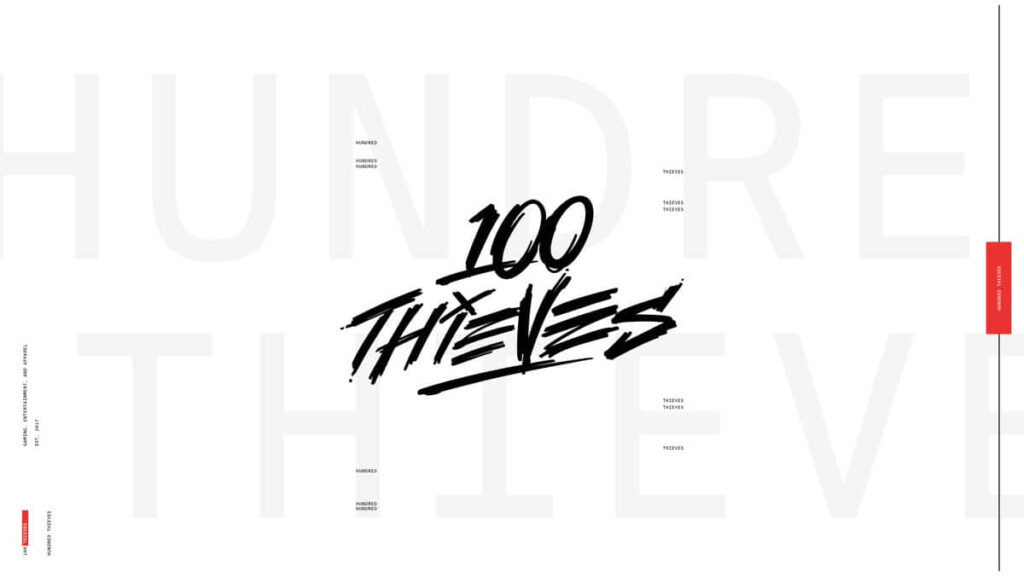 Bold and Muted: The Emblem of 100 Thieves Dominates a Subtle Backdrop Wallpaper