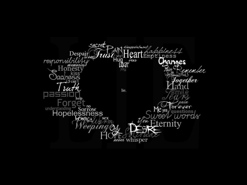 Heartfelt Love: A Black Lover Desktop Background Featuring Text Graphics and a Stunning Heart Image Wallpaper