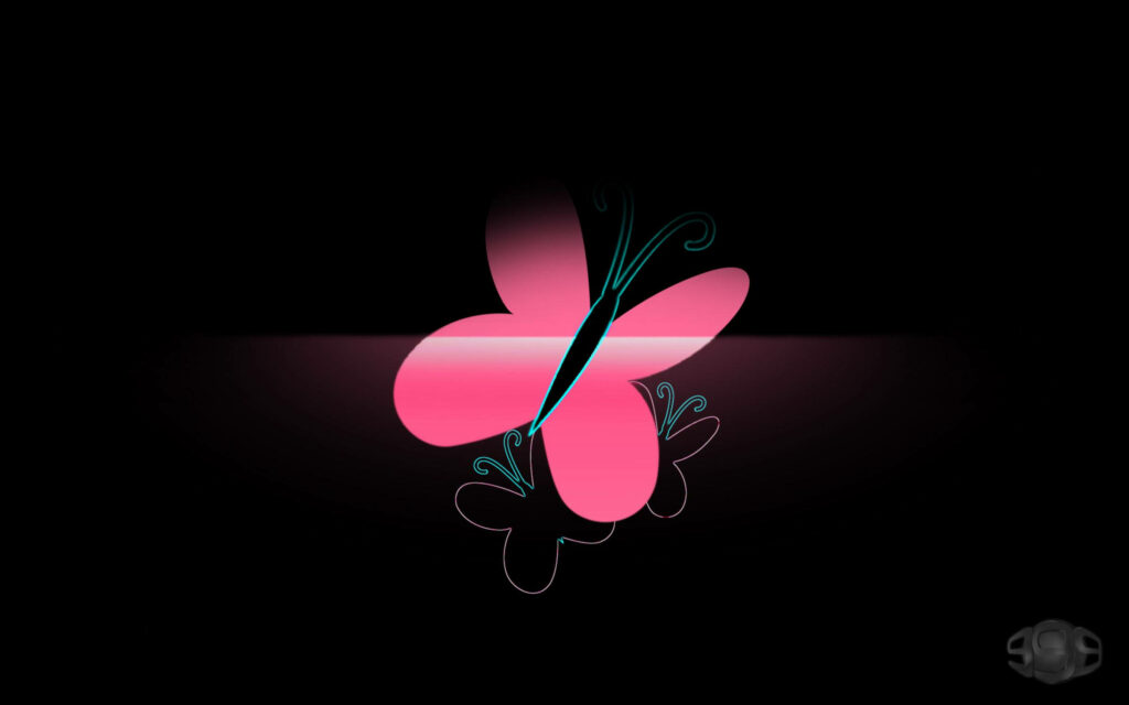 The Quantum Connection: Graceful Pink Butterfly Embracing the Mystery of the Ebony Cosmos Wallpaper