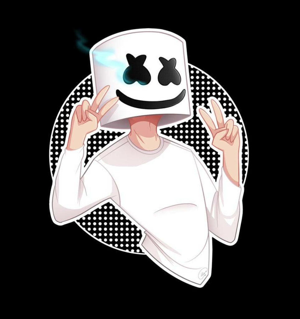 Peaceful Vibes: Black Marshmello Spreading Harmony in a Digital Masterpiece Wallpaper