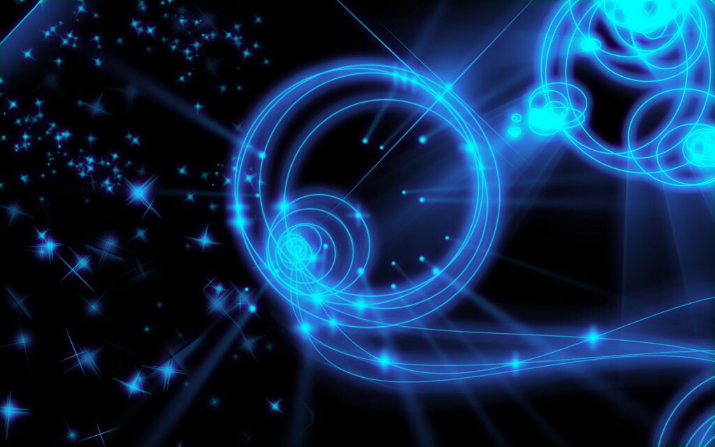 Glowing Serenity: A Dynamic Abstract Composition of Blue Neon Lights in 3D CG HD Art Wallpaper