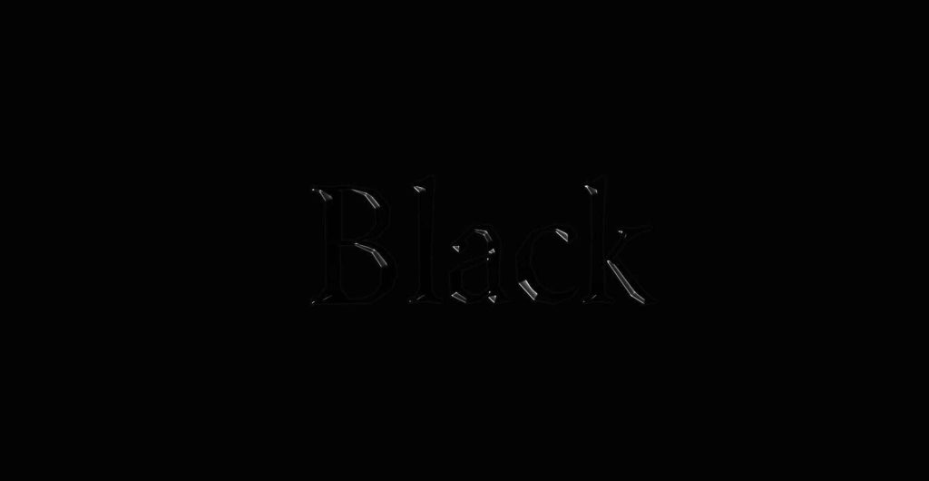 Pure black OLED wallpaper with 3D metallic glass text Black minimalist high contrast background