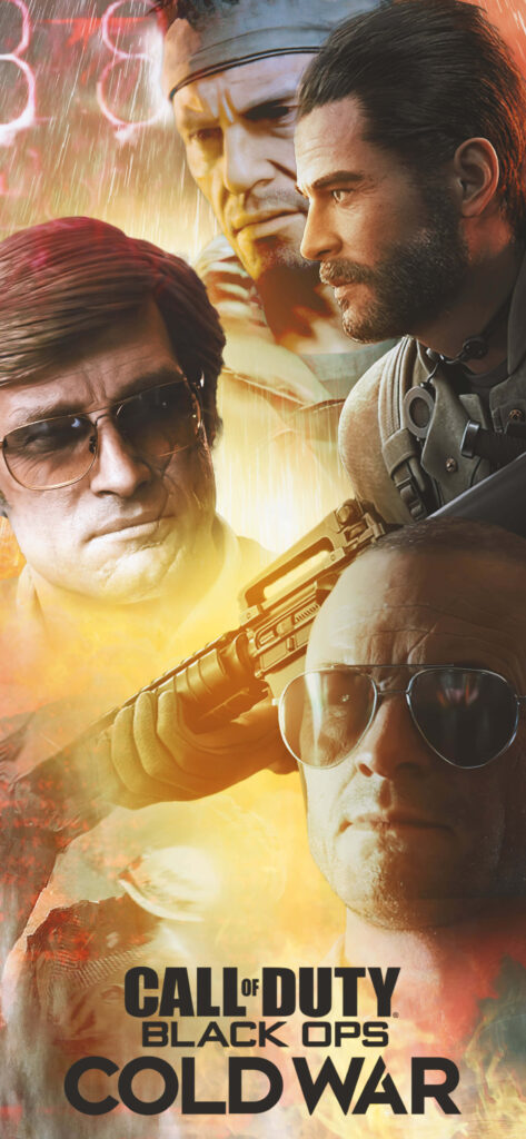 Intense Call of Duty: Black Ops Cold War Wallpaper - Dynamic Character Art with Warm Colors Highlighting Espionage and Combat Themes