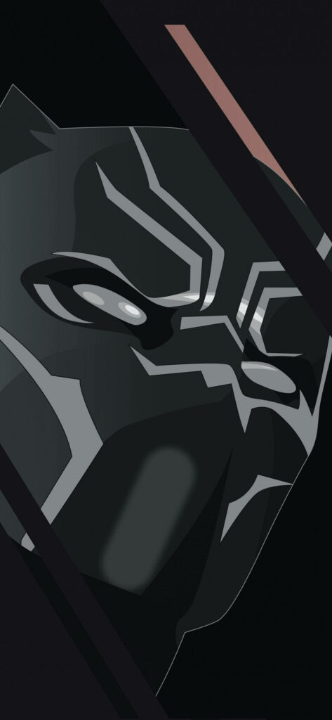 Black Panther Marvel mask wallpaper with sharp lines and deep shades for iPhone screens