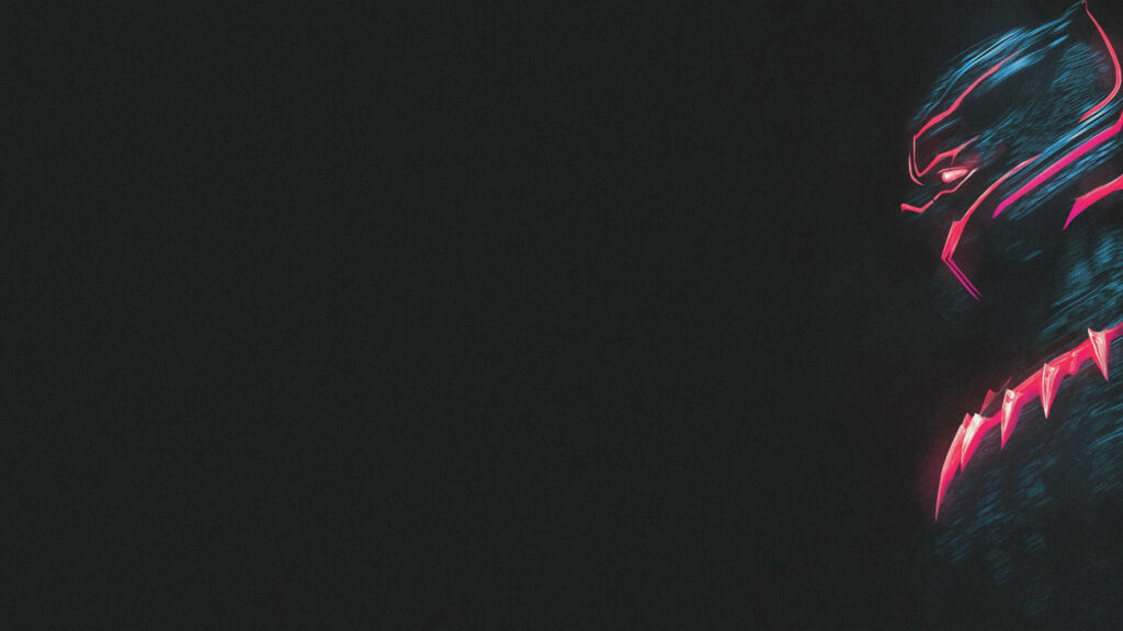 Black Panther neon outline profile wallpaper against black background Wakanda protector image