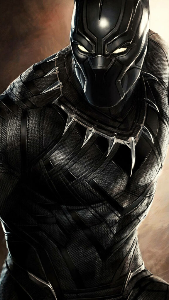 Black Panther ready for battle showing powerful physique and determination wallpaper background
