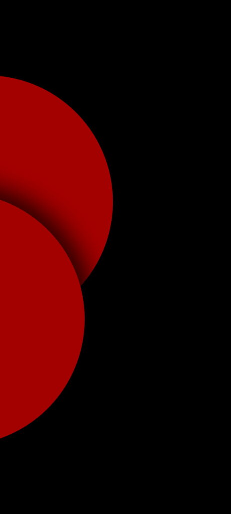 Minimalist AMOLED wallpaper with two bold red circles on black background for Android Pixel