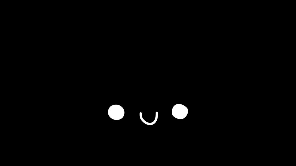 Minimalist Kawaii Grin Illuminates the Black Canvas Wallpaper