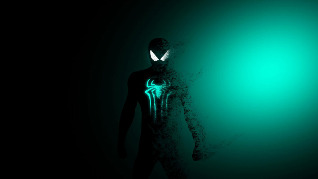 4K Minimalist Spiderman Wallpaper: Black Suit & Glowing Emblem