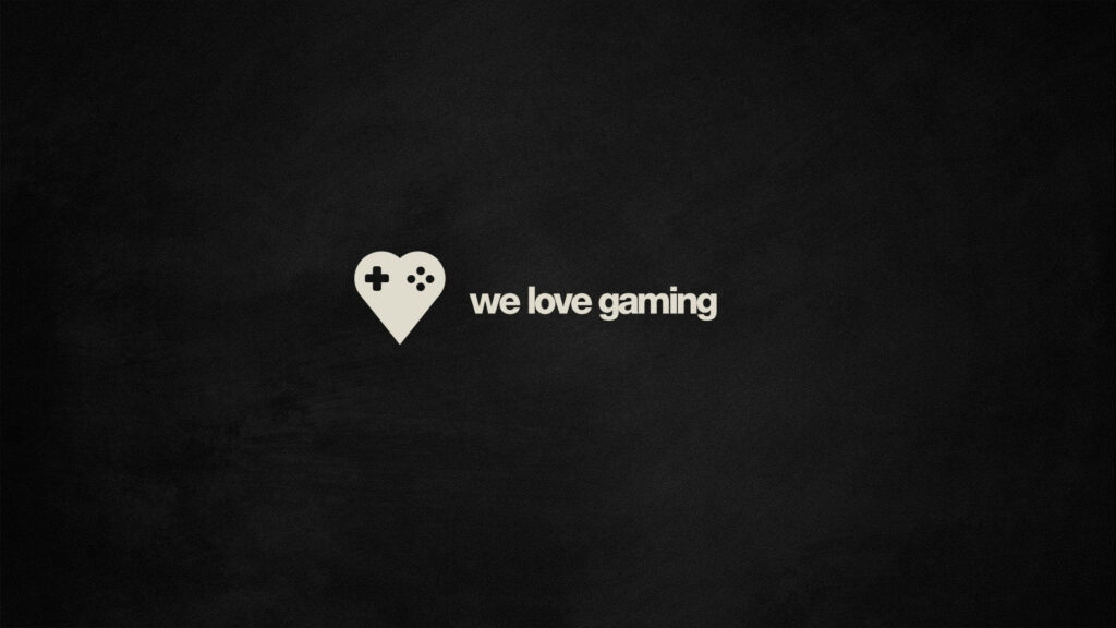 Minimalist Black & White Gaming Wallpaper with Heart & Controller Icons